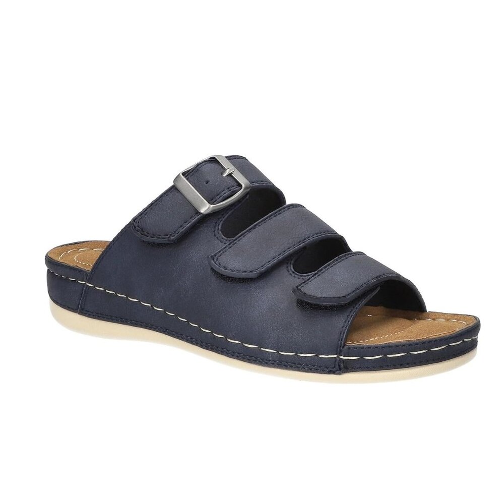 NiB Easy Street Women's Pinterry Velcro Strap Sandals Navy Size 8 W $50 RY1308